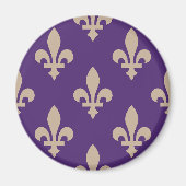Fleur de Lis Pattern, Royal French Cream op Paarse Magneet (Voorkant)