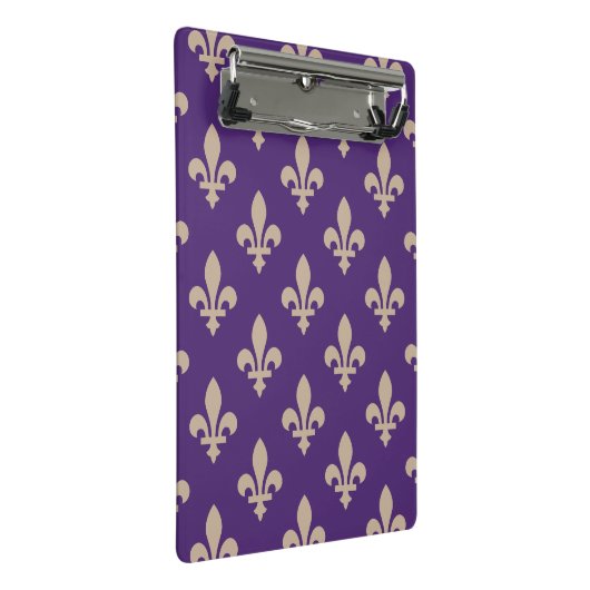 Fleur de Lis Pattern, Royal French Cream op Paarse Mini Klembord (Schuin)