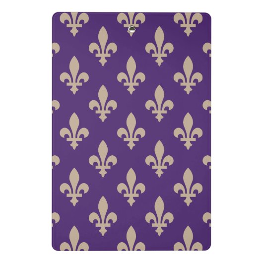 Fleur de Lis Pattern, Royal French Cream op Paarse Mini Klembord (Achterkant)