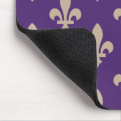Fleur de Lis Pattern, Royal French Cream op Paarse Muismat (Hoek)
