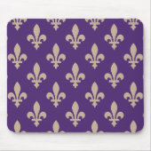 Fleur de Lis Pattern, Royal French Cream op Paarse Muismat (Voorkant)