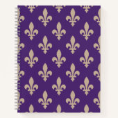 Fleur de Lis Pattern, Royal French Cream op Paarse Notitieboek (Voorkant)
