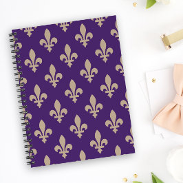 Fleur de Lis Pattern, Royal French Cream op Paarse Notitieboek