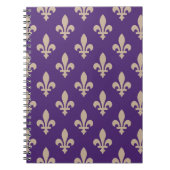 Fleur de Lis Pattern, Royal French Cream op Paarse Notitieboek (Voorkant)