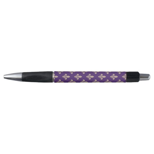 Fleur de Lis Pattern, Royal French Cream op Paarse Pen (Voorkant)