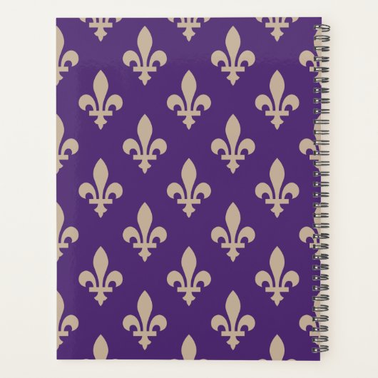 Fleur de Lis Pattern, Royal French Cream op Paarse Planner (Achterkant)