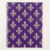 Fleur de Lis Pattern, Royal French Cream op Paarse Planner (Voorkant)