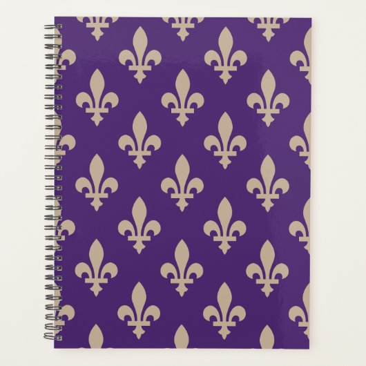 Fleur de Lis Pattern, Royal French Cream op Paarse Planner (Voorkant)
