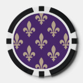 Fleur de Lis Pattern, Royal French Cream op Paarse Poker Chips (Voorkant)