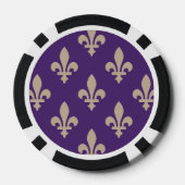 Fleur de Lis Pattern, Royal French Cream op Paarse Poker Chips (Achterkant)
