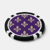Fleur de Lis Pattern, Royal French Cream op Paarse Poker Chips (Enkel)