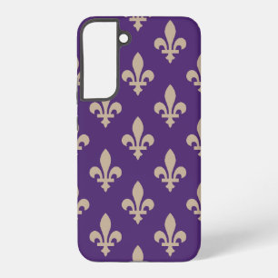 Fleur de Lis Pattern, Royal French Cream op Paarse Samsung Galaxy Hoesje