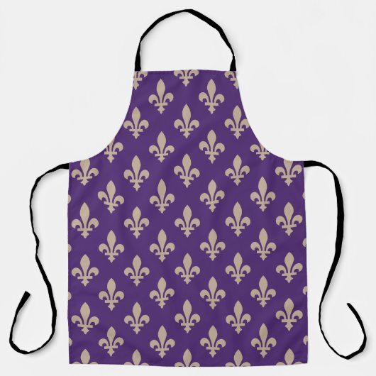 Fleur de Lis Pattern, Royal French Cream op Paarse Schort (Voorkant)