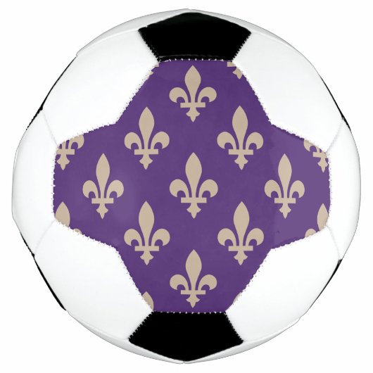 Fleur de Lis Pattern, Royal French Cream op Paarse Voetbal (Voorkant)