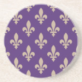 Fleur de Lis Pattern, Royal French Cream op Paarse Zandsteen Onderzetter (Voorkant)
