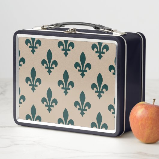 Fleur de Lis Pattern, Royal French Green on Cream (In situ)