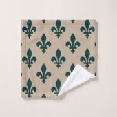 Fleur de Lis Pattern, Royal French Green on Cream Bad Handdoek (Wasdoekje)
