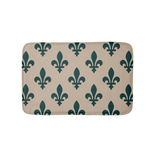 Fleur de Lis Pattern, Royal French Green on Cream Badmat (Voorkant)