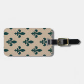 Fleur de Lis Pattern, Royal French Green on Cream Bagagelabel (Voorkant horizontaal)
