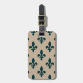 Fleur de Lis Pattern, Royal French Green on Cream Bagagelabel (Voorkant verticaal)