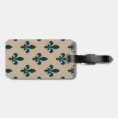 Fleur de Lis Pattern, Royal French Green on Cream Bagagelabel (Achterkant horizontaal)