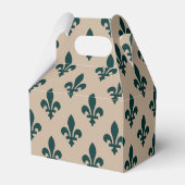 Fleur de Lis Pattern, Royal French Green on Cream Bedankdoosjes (Achterkant)