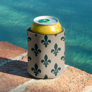 Fleur de Lis Pattern, Royal French Green on Cream Blikjeskoeler