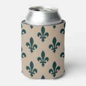 Fleur de Lis Pattern, Royal French Green on Cream Blikjeskoeler (Blikje Voorkant)