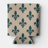 Fleur de Lis Pattern, Royal French Green on Cream Blikjeskoeler (Voorkant)