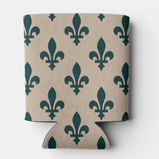 Fleur de Lis Pattern, Royal French Green on Cream Blikjeskoeler (Achterkant)