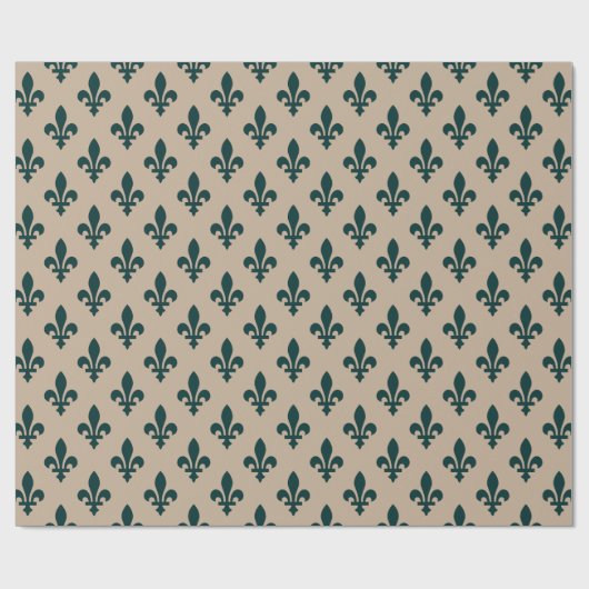 Fleur de Lis Pattern, Royal French Green on Cream Cadeaupapier (Vlak)