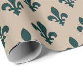 Fleur de Lis Pattern, Royal French Green on Cream Cadeaupapier (Rol Hoek)