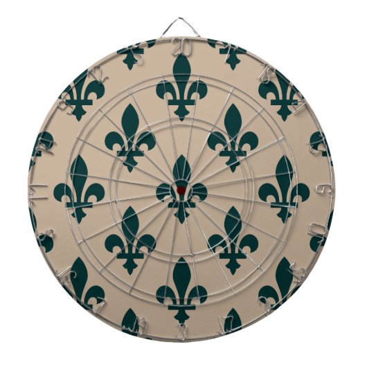 Fleur de Lis Pattern, Royal French Green on Cream Dartbord (Voorkant)