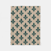 Fleur de Lis Pattern, Royal French Green on Cream Fleece Deken (Voorkant)