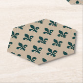 Fleur de Lis Pattern, Royal French Green on Cream Kartonnen Onderzetters (Schuin)