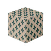 Fleur de Lis Pattern, Royal French Green on Cream Kubus (Voorkant hoekig)