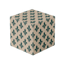 Fleur de Lis Pattern, Royal French Green on Cream