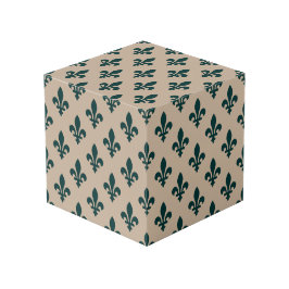 Fleur de Lis Pattern, Royal French Green on Cream Kubus