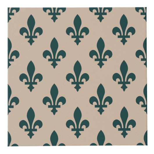 Fleur de Lis Pattern, Royal French Green on Cream Kubus (Voorkant)