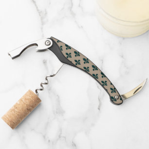 Fleur de Lis Pattern, Royal French Green on Cream Kurkentrekker