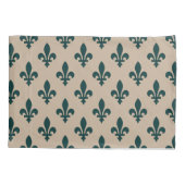 Fleur de Lis Pattern, Royal French Green on Cream Kussensloop (Achterkant)