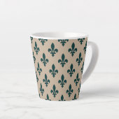 Fleur de Lis Pattern, Royal French Green on Cream Latte Mok (Rechterhoek)