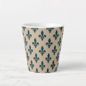 Fleur de Lis Pattern, Royal French Green on Cream Latte Mok (Voorkant)