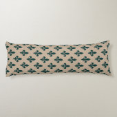 Fleur de Lis Pattern, Royal French Green on Cream Lichaamskussen (Achterkant)