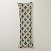 Fleur de Lis Pattern, Royal French Green on Cream Lichaamskussen (Voorkant Verticaal)