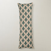 Fleur de Lis Pattern, Royal French Green on Cream Lichaamskussen (Achterkant (Verticaal))