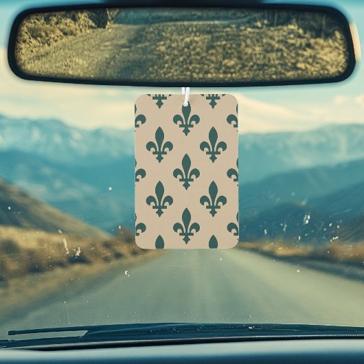 Fleur de Lis Pattern, Royal French Green on Cream Luchtverfrisser