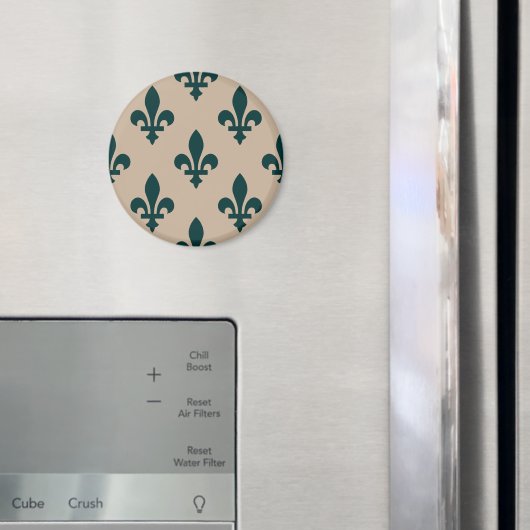 Fleur de Lis Pattern, Royal French Green on Cream Magneet (Insitu (Koelkast))