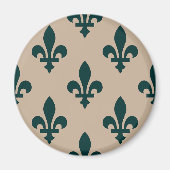 Fleur de Lis Pattern, Royal French Green on Cream Magneet (Voorkant)