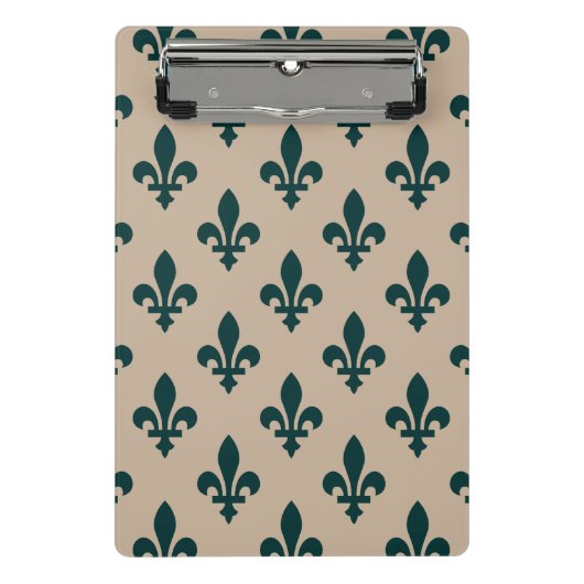 Fleur de Lis Pattern, Royal French Green on Cream Mini Klembord (Voorkant)